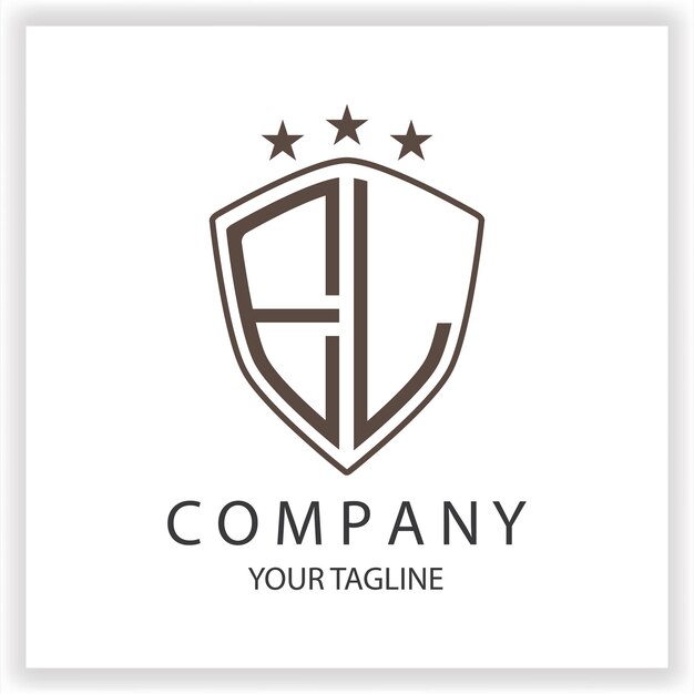 Monograma del logotipo EL con forma de escudo colores negros aislados en plantilla de diseño de contorno plantilla elegante premium vector eps 10