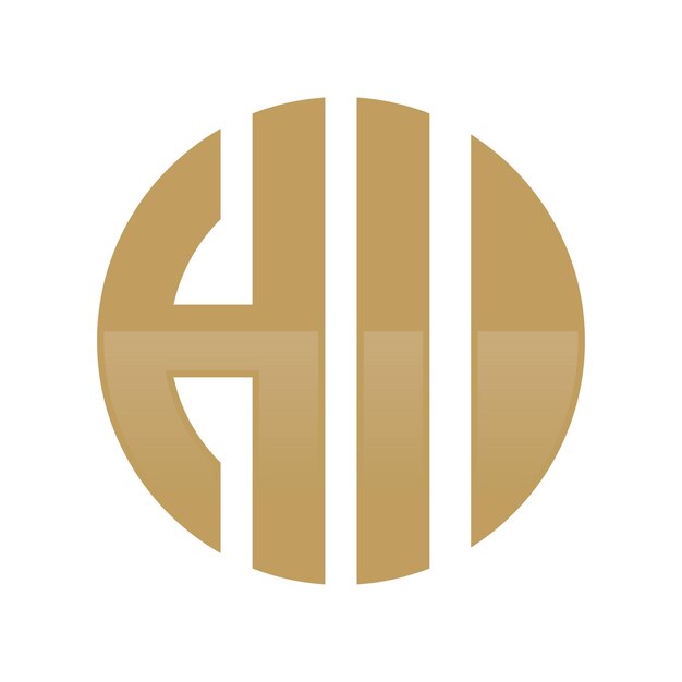 Monograma del logotipo HI en forma de círculo