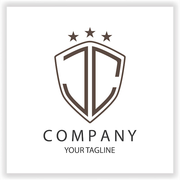 Monograma del logotipo JC con forma de escudo colores negros aislados en la plantilla de diseño de contorno plantilla elegante premium vector eps 10