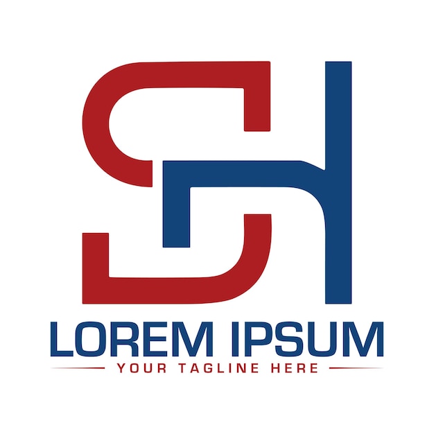 Monograma del logotipo de letras abstractas SH HS SH