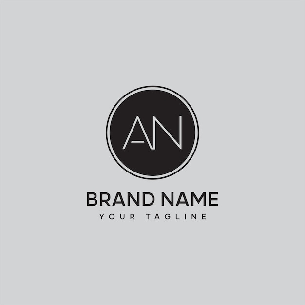 Monograma del logotipo de las letras del alfabeto AN con diseño de plantilla vectorial