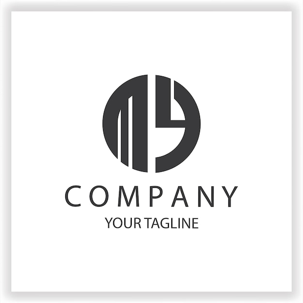 El monograma del logotipo de MY es un diseño sencillo y moderno en círculo de color negro con una plantilla de vector elegante premium eps 10