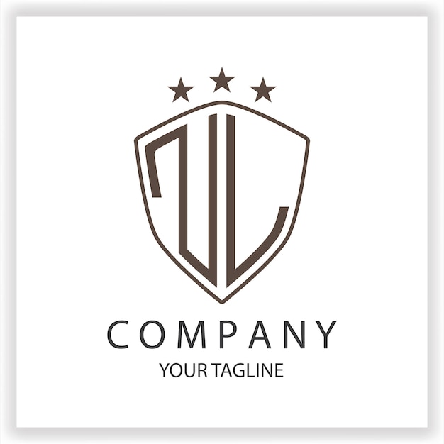 Monograma del logotipo NL con forma de escudo colores negros aislados en la plantilla de diseño de contorno plantilla elegante premium vector eps 10