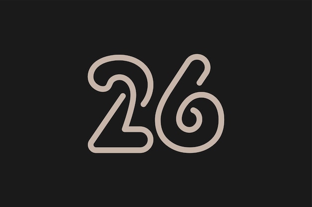 Monograma del logotipo número 26 Estilo de línea del logotipo número 26 utilizable para logotipos de aniversario y de empresa