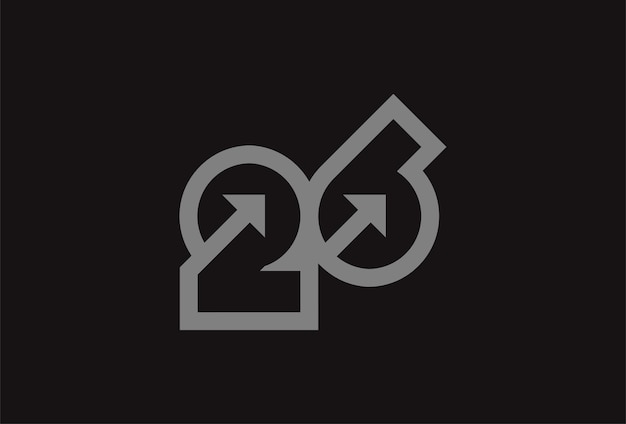 Monograma del logotipo número 26 número 26 con combinación de flecha utilizable para logotipos de negocios y aniversarios