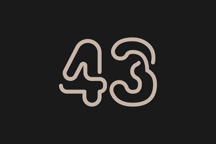 Vector monograma del logotipo del número 43 estilo de línea del logotipo del número 43 utilizable para logotipos de aniversario y de empresa