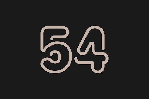 Monograma del logotipo número 54 Estilo de línea del logotipo número 54 utilizable para logotipos de aniversario y de empresa