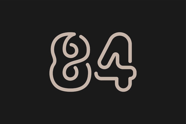 Monograma del logotipo del número 84 Estilo de línea del logotipo del número 84 utilizable para logotipos de aniversario y de empresa