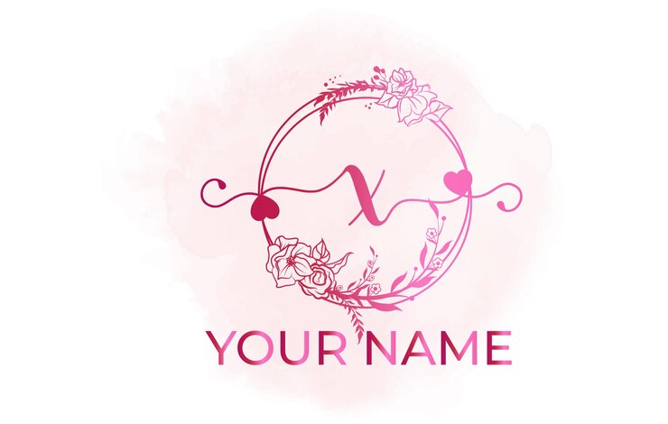 Vector el monograma del logotipo prefabricado el texto del logotipo nombre del logotipo el logotipo del corazón el color floral