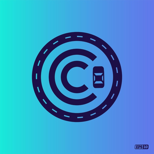 El monograma del logotipo profesional moderno C en tema azul