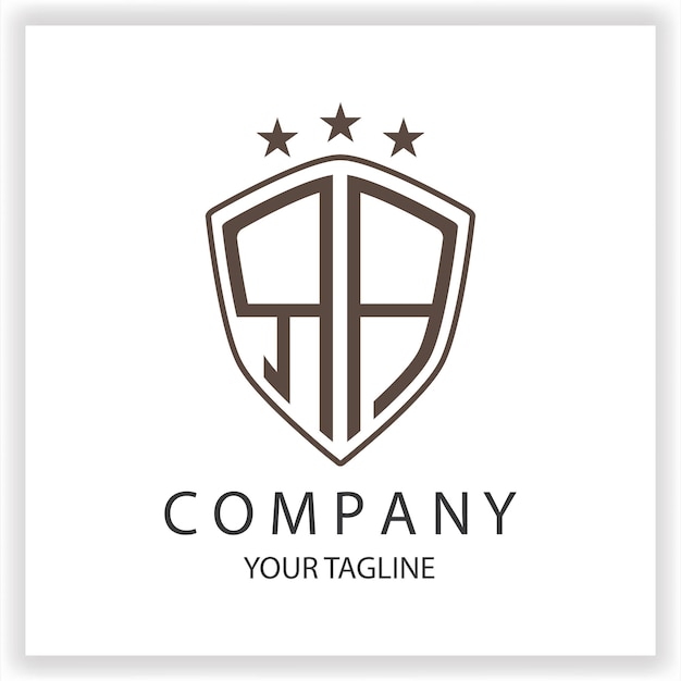 Monograma del logotipo RA con forma de escudo colores negros aislados en plantilla de diseño de contorno plantilla elegante premium vector eps 10