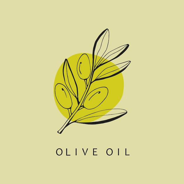 Monograma y logotipo con rama de olivo en estilo de revestimiento minimalista moderno. Plantilla floral vectorial. Botánica