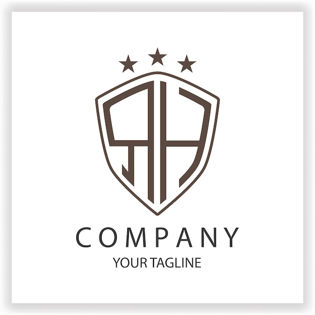 Monograma del logotipo RH con forma de escudo colores negros aislados en la plantilla de diseño de contorno plantilla elegante premium vector eps 10