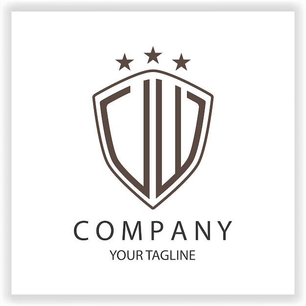 Monograma del logotipo UW VW con forma de escudo colores negros aislados en plantilla de diseño de contorno plantilla elegante premium vector eps 10