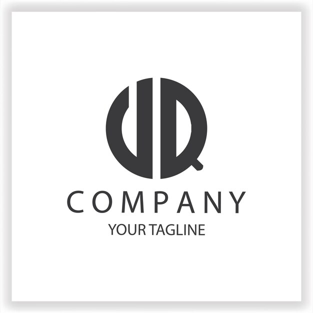 Monograma del logotipo de VQ UQ Vector de plantilla de diseño de color negro de círculo simple y moderno