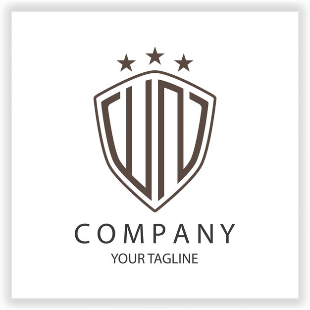 Monograma del logotipo WN con forma de escudo colores negros aislados en la plantilla de diseño de contorno plantilla elegante premium vector eps 10