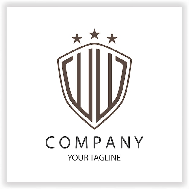 Monograma del logotipo WW con forma de escudo colores negros aislados en la plantilla de diseño de contorno plantilla elegante premium vector eps 10