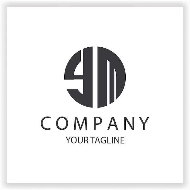 Monograma del logotipo de YM sencillo y moderno círculo de color negro plantilla de diseño de vector elegante premium eps 10