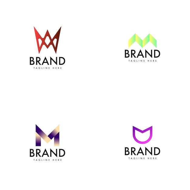 Monograma M El conjunto de plantillas de diseño de logotipos de monograma