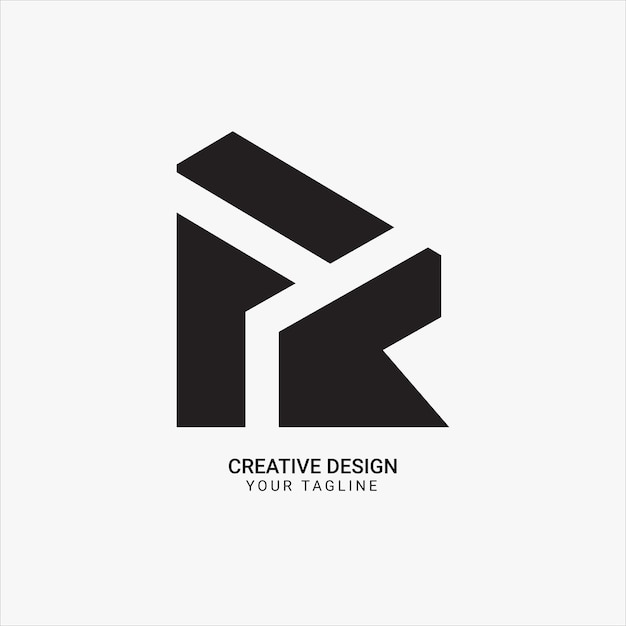 Monograma plano inicial creativo FR o RF diseño de logotipo único de marca moderna