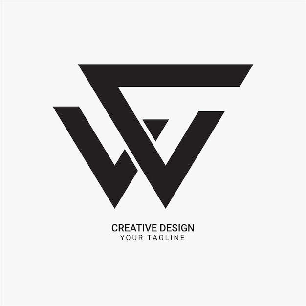Monograma plano inicial creativo WC o CW negro diseño de logotipo de estilo único de marca moderna