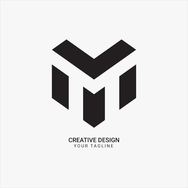 Monograma plano de letra M creativo diseño de logotipo de estilo único de marca moderna