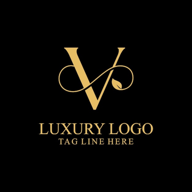 Monograma premium letra V iniciales logotipo símbolo icono diseño vectorial logotipo de hoja de lujo