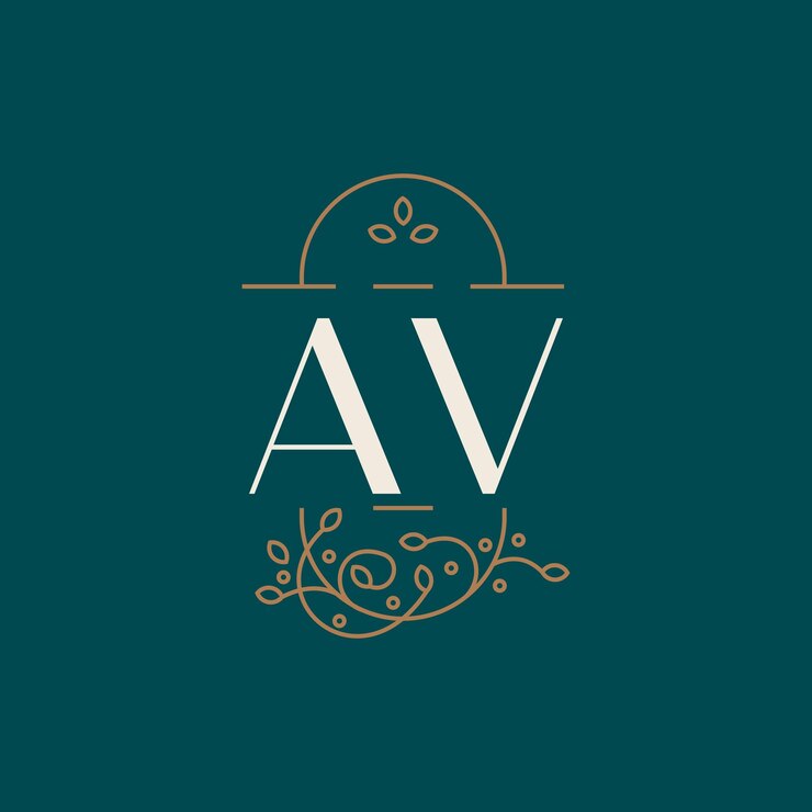 Vector monograma premium del logotipo av con marco de círculo dorado iniciales de lujo diseño tipo de letra minimalista moderno