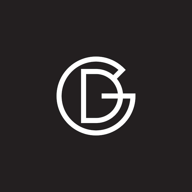 Monograma profesional Letters GD DG Vector Icon Logo sobre fondo negro.