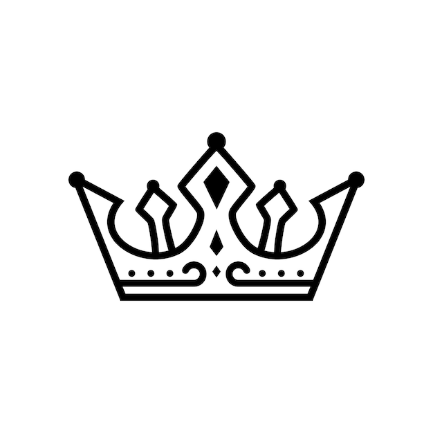 Monograma simple Corona Rey Reina Príncipe Diseño vectorial
