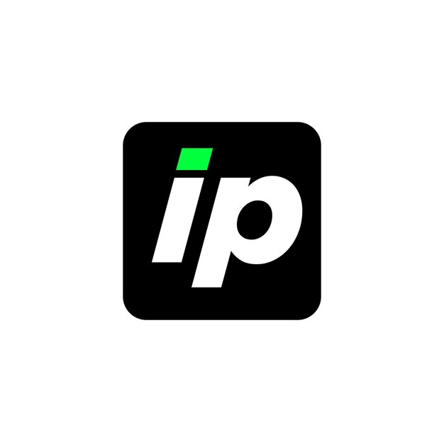Monograma de Tters con el logotipo de la empresa IP de punto verde