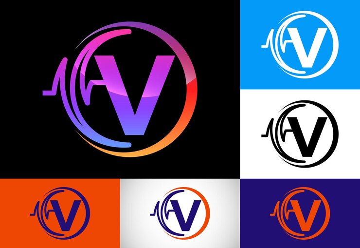 Vector monograma v inicial con diseño de logotipo pulse heartbeat de salud logotipo para empresas médicas o de salud