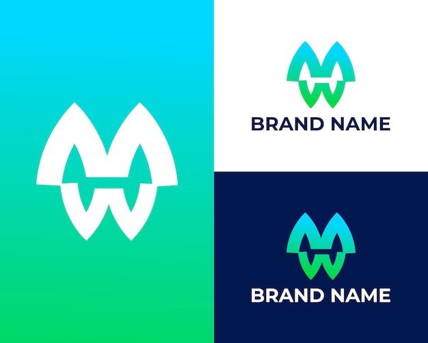 Monograma de vector abstracto de diseño de logotipo wm