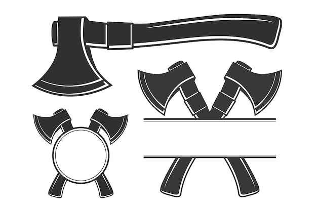 Monograma del vector del hacha Silhueta del hacha Monograma de las herramientas forestales Cortador de madera Forester Hardware Vector