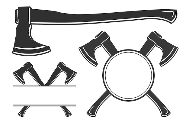 Monograma del vector del hacha Silhueta del hacha Monograma de las herramientas forestales Cortador de madera Forester Hardware Vector