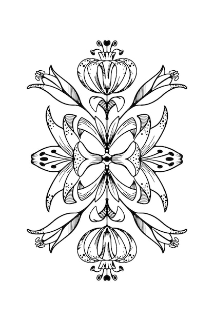 Monograma vintage con flor Guirnalda floral decorativa Monograma de cresta Motivo vectorial Lirio real