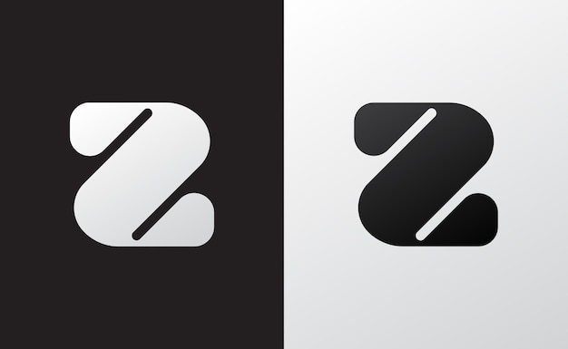 Monograma Z en blanco y negro con gradiente sutil Logotipo