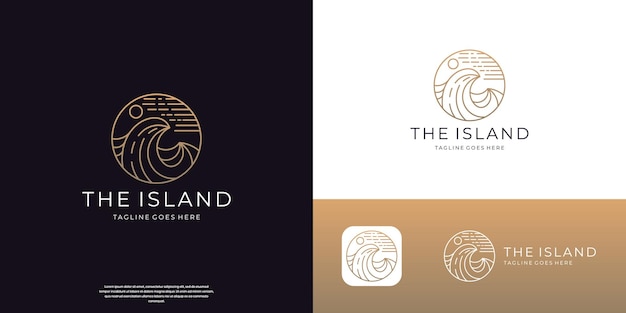 Monolina Diseño del logotipo de la playa o la costa Ilustración vectorial simple de la forma del sol y el océano