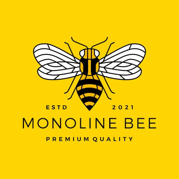 Monoline abeja línea contorno línea arte colorido logo
