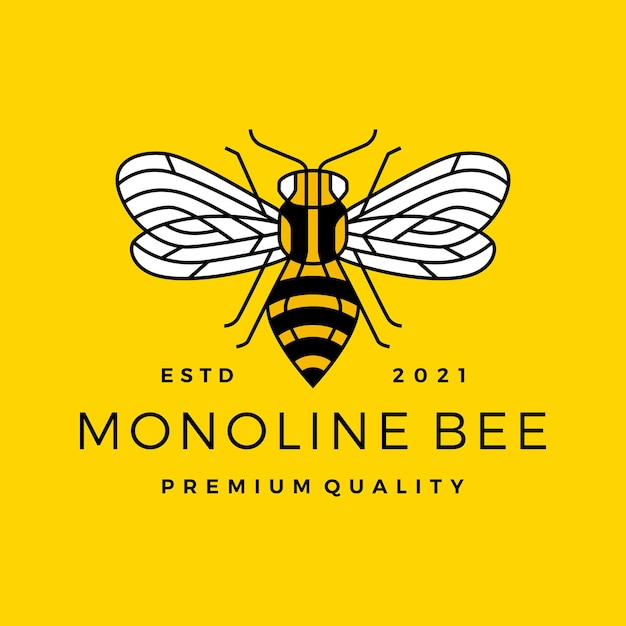 Monoline abeja línea contorno línea arte colorido logo