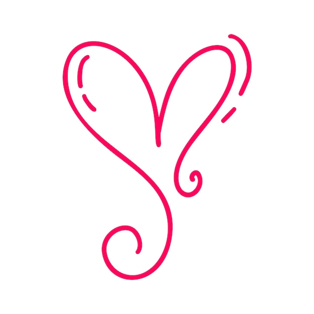 Monoline Red vintage Vector Día de San Valentín Corazón caligráfico dibujado a mano