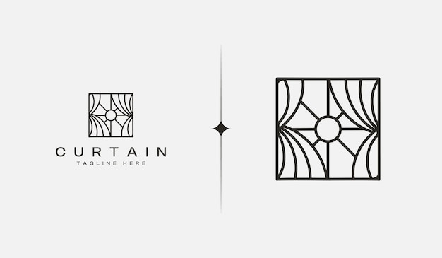 Monolínea de cortina Símbolo premium creativo universal Plantilla de logotipo de icono de signo vectorial Ilustración vectorial