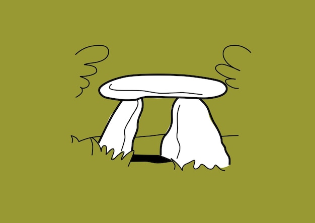 Monolito funerario prehistórico hecho con piedras Vector básico de estilo dibujado a mano de dibujos animados aislados