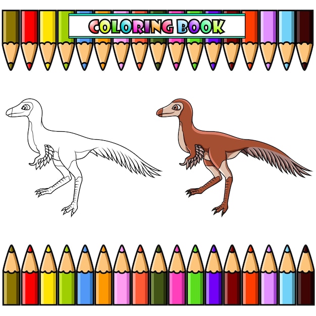 Mononykus de dibujos animados para colorear libro