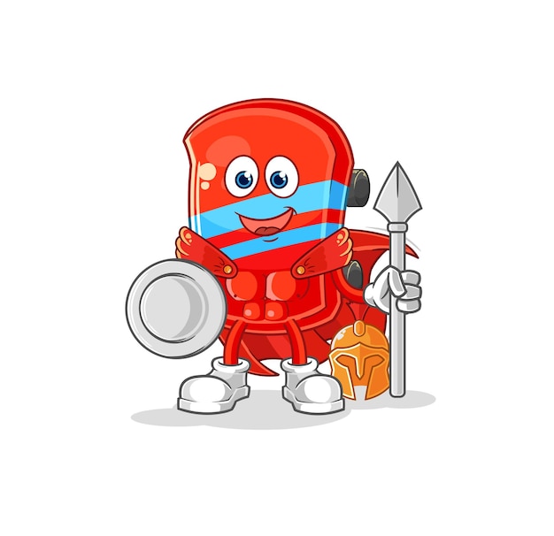 Monopatín espartano personaje de dibujos animados mascota vector
