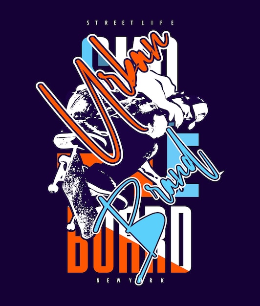 Monopatín tipografía diseño camiseta impresión vector ilustración