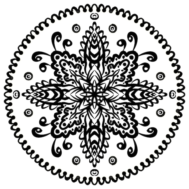 Monótono mano dibujada doodle mandala Étnico mandala con monótono ornamento aplicado arte tailandés aislado