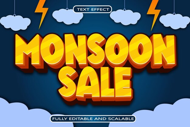 Monsoon Sale Editable Text Effect 3 Dimension Relieve Estilo moderno