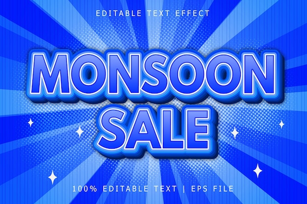 Monsoon Sale Editable Text Effect 3 Dimension Relieve Estilo moderno