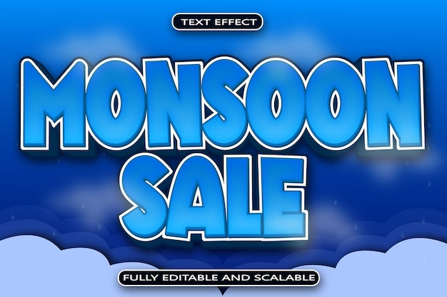 Monsoon sale editable text effect 3d relieve estilo moderno